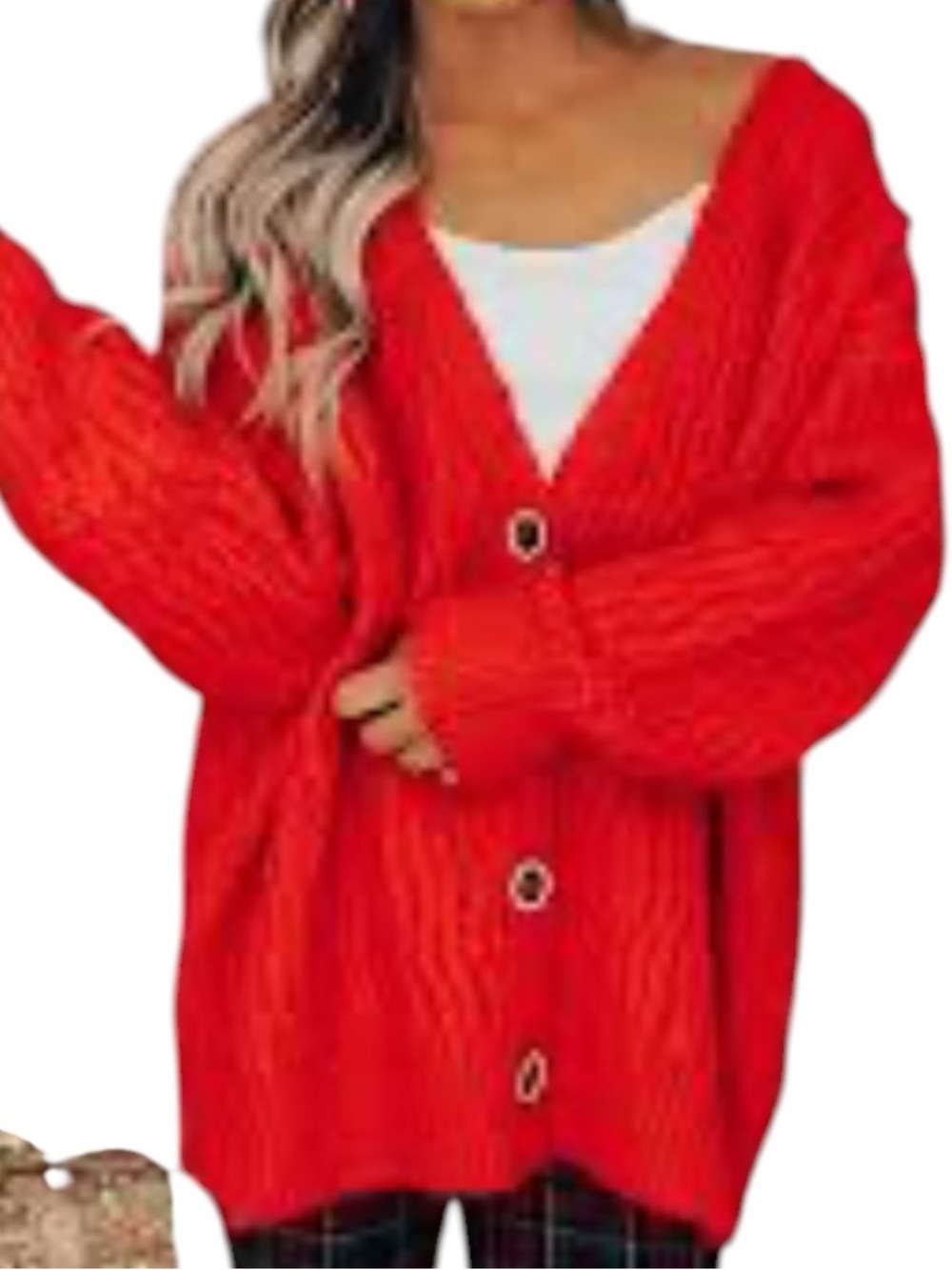 **NWT** POL The Vine Red Knit V-Chunky Cardigan